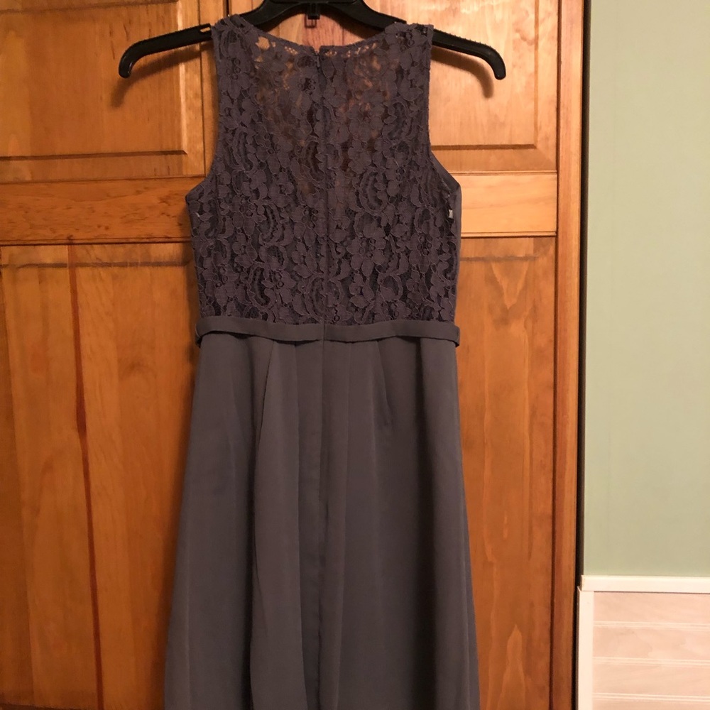 David’s Bridal Bridesmaid Dress Pewter - Picture 6 of 8
